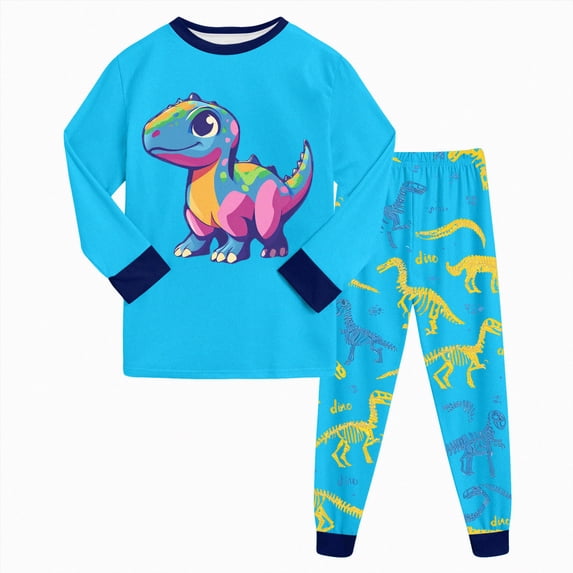 Kaprioy Boys Pajamas Fall Winter Boys Pajamas Long Sleeve Cotton Dinosaur Children's Pajamas Sets Pjs Sleepwear Little Kids