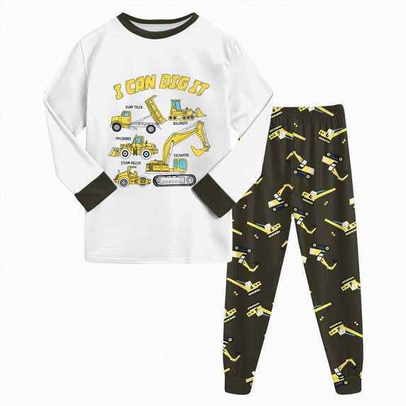Kaprioy Boys Pajamas Fall Winter Toddler Boy Pajamas Cotton Pjs Set Kids Dinosaur 2 Piece Long Sleeve Sleepwear