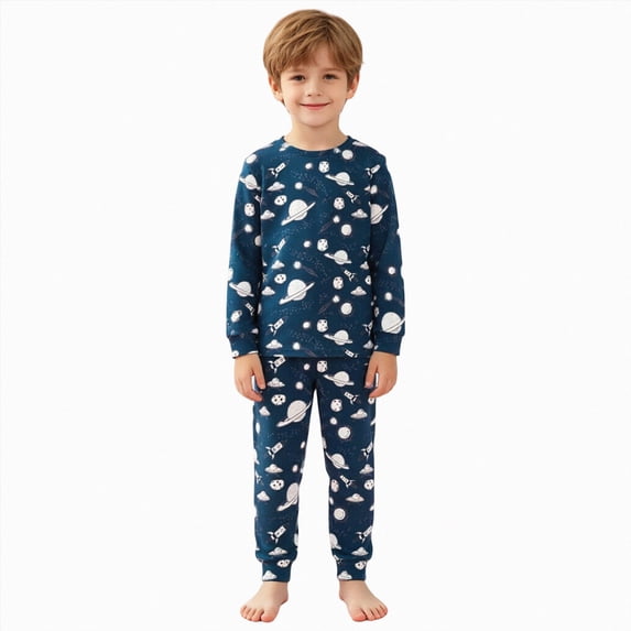 Kaprioy Boys Pajamas Fall Winter Toddler Boy Pajamas Cotton Pjs Set Kids Train 2 Piece Long Sleeve Sleepwear