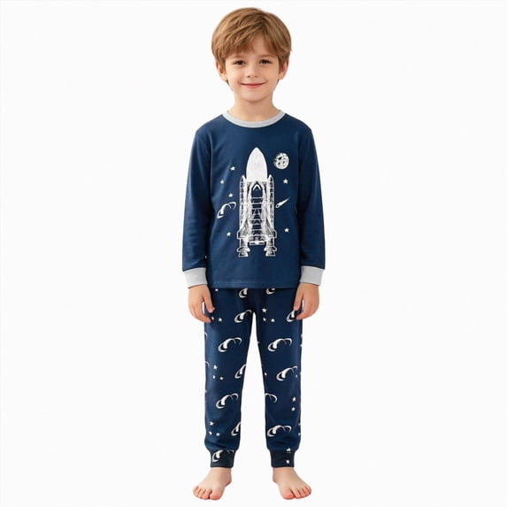 Kaprioy Boys Pajamas Fall Winter Toddler Boy Pajamas Cotton Pjs Set Kids Train 2 Piece Long Sleeve Sleepwear