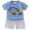 thumbnail image 1 of Kaprioy Boys Summer Outfits Baby Outfits for Boys,Baby Summer Cute Printed Round Neck Short Sleeve Shorts Set, 1 of 5