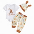 thumbnail image 1 of Kaprioy Boys Summer Outfits My First Easter Baby Boy Outfit Letter MY Easter Print Boy Bunny Short Sleeve Romper Pants Hat Boys Clothes, 1 of 8