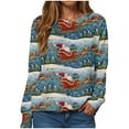 thumbnail image 1 of Kaprioy Christmas Sweatshirts for Women Cute Funny Santa Claus Sleigh Holiday Graphic Shirt Loose Casual Fall Fashion Pullover Tops Blue, XXL, 1 of 6