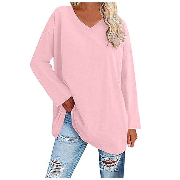 Kaprioy Color Block Sweatshirts for Women Fall Fashion Clothes Trendy Hoodies Long Sleeve Pullover Going Out Tops Pink, XL