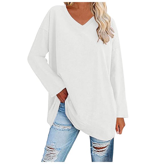Kaprioy Color Block Sweatshirts for Women Fall Fashion Clothes Trendy Hoodies Long Sleeve Pullover Going Out Tops White, M