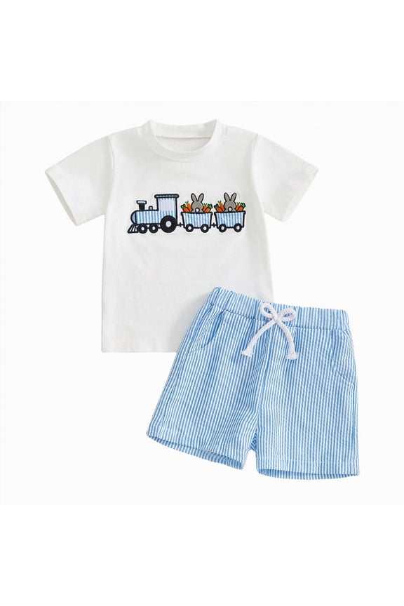 My First Easter Baby Boy Outfit Boys Eeaster Outfit Kids Baby Boys Short Sleeve Bunny Carrot Easter Rabbit Smocked Shirt Gingham Seersucker Shorts Summer Clothes