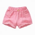 thumbnail image 1 of Kaprioy Girls Denim Shorts Toddler Girls Summer Cozy Casual Ripped Jeans Shorts Baby Kids Solid Color Daily Wear Denim Short Pants, 1 of 5