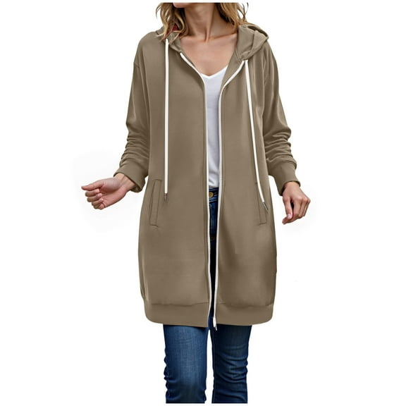 Kaprioy Hoodies for Women Zip Up Hoodie Womens Causal Jackets Fleece Long Sleeve Sweatshirts Fall Fashion Clothes Khaki, S