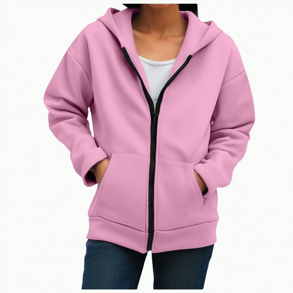 Kaprioy Hoodies for Womens Zip Up Hoodie Long Sleeve Shirts Hooded Sweatshirts Fall Fahion Pullover Winter Pockets Tops Red, S