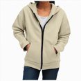 thumbnail image 1 of Kaprioy Hoodies for Womens Zip Up Hoodie Long Sleeve Shirts Hooded Sweatshirts Fall Fahion Pullover Winter Pockets Tops White, L, 1 of 1