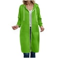 thumbnail image 1 of Kaprioy Long Hoodies For Women Zip Up Double Zipper Fleece Jacket Tunic Sweatshirts Winter Fall Fashion Clothes Oversized Jackets with Pockets Green, XXXXL, 1 of 8