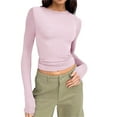 thumbnail image 1 of Kaprioy Long Sleeve Shirts For Women Fall Fashion Clothing Going Out Tops Y2k Clothes Trendy T-shirts Pink, M, 1 of 5