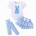 thumbnail image 1 of Kaprioy My First Easter Baby Girl Outfit Girls Clothes Short Sleeve Bunny Romper Plaid Bunny Egg Ruffle Skirt Dress Infant Easter Clothes, 1 of 8