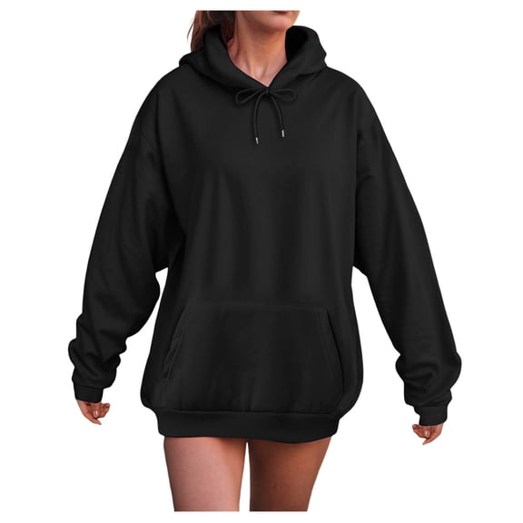 Kaprioy Oversized Hoodies For Women Fleece Hooded Sweatshirts Long Sleeve Casual Going Out Tops Fall Fashion Hooded Sweatshirts With Pockets Black, M