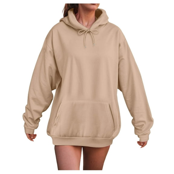 Kaprioy Oversized Hoodies For Women Fleece Hooded Sweatshirts Long Sleeve Casual Going Out Tops Fall Fashion Hooded Sweatshirts With Pockets Khaki, M