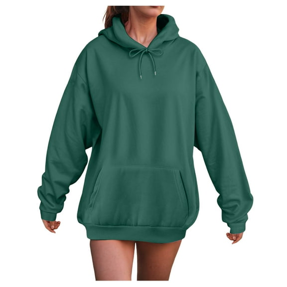 Kaprioy Oversized Hoodies For Women Fleece Hooded Sweatshirts Long Sleeve Casual Going Out Tops Fall Fashion Hooded Sweatshirts With Pockets Dark Green, M
