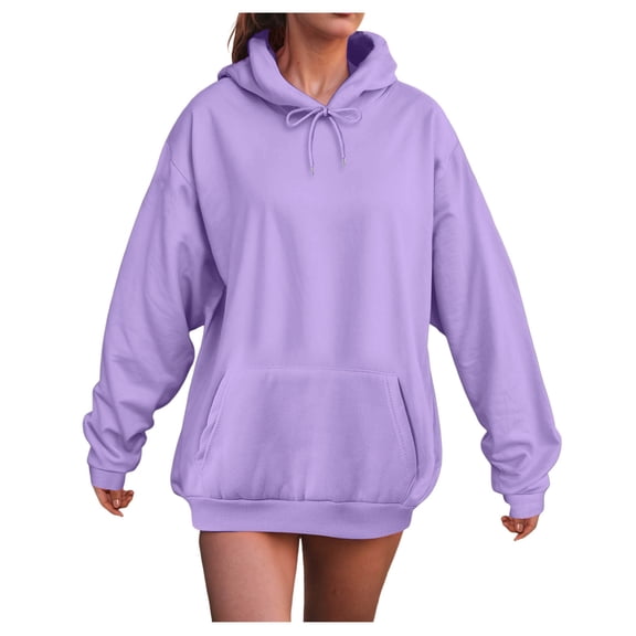 Kaprioy Oversized Hoodies For Women Fleece Hooded Sweatshirts Long Sleeve Casual Going Out Tops Fall Fashion Hooded Sweatshirts With Pockets Purple, L