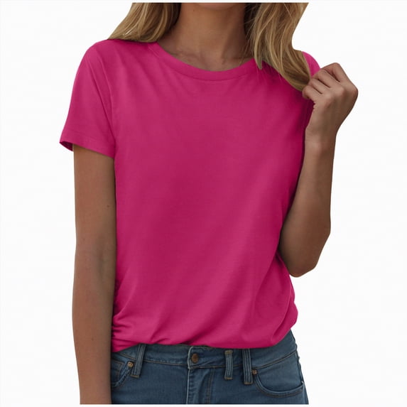 Kaprioy Summer Tops for Women Short Sleeve Comfy Basic Top Tees Tshirt Crewneck Shirt