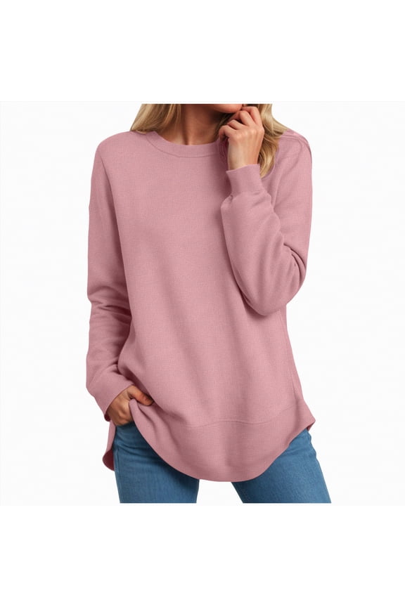 Sweatshirt for women Side Split Fall Fashion 2025 Long Sleeve Shirts Trending Now Pink, M