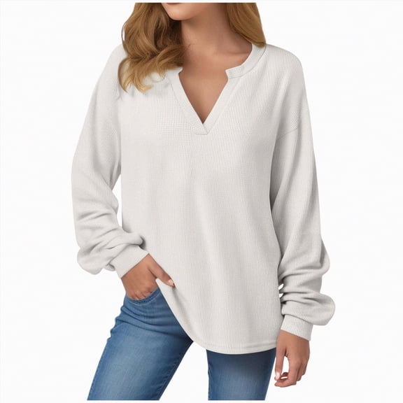 Kaprioy Sweatshirt for women Side Split Fall Fashion 2026 Long Sleeve Shirts Trending Women Casual Crew Neck Sweatshirt Knit Loose Soft Long Sleeve Pullover Sweatshirts