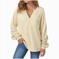 thumbnail image 1 of Kaprioy Sweatshirt for women Side Split Fall Fashion 2026 Long Sleeve Shirts Trending Women Casual Crew Neck Sweatshirt Knit Loose Soft Long Sleeve Pullover Sweatshirts, 1 of 6
