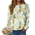 thumbnail image 1 of Kaprioy Sweatshirts for Women Long Sleeve Shirt Pullover Tops Colorful Christmas Tree Gift Graphic Holiday Crewneck Fall Fashion Clothing Light Green, XXL, 1 of 6