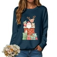 thumbnail image 1 of Kaprioy Sweatshirts for Women Christmas Colorful Present Graphic Long Sleeve Shirt Holiday Gift Vacation Pullover Tops Fall Fashion Clothing Navy, S, 1 of 6