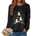 thumbnail image 1 of Kaprioy Sweatshirts for Women Christmas Holiday Prints Fall Fashion Clothing Long Sleeve Shirt Christmas Gift Pullover Tops Black, XL, 1 of 6