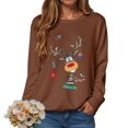 thumbnail image 1 of Kaprioy Sweatshirts for Women Cute Christmas Gift Long Sleeve Shirt Pullover Tops Elk Prints Fall Fashion Clothing Brown, L, 1 of 6