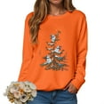 thumbnail image 1 of Kaprioy Sweatshirts for Women Snow Tree Prints Fall Fashion Clothing Long Sleeve Shirt Christmas Gift Pullover Tops Orange, L, 1 of 6