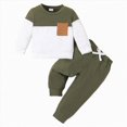 thumbnail image 1 of Kaprioy Toddler Baby Boy Fall Winter Clothes Color Block Long Sleeve Sweatshirt Pullover Tops + Joggers Pants 2pcs Outfit Set, 1 of 7