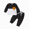 thumbnail image 1 of Kaprioy Toddler Baby Boy Outfits Fall Winter Clothes Contrast Color Long Sleeve Sweatshirt Pullover Tops + Elastic Waist Joggers Pants Outfit Set, 1 of 7