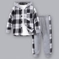 thumbnail image 1 of Kaprioy Toddler Boy Outfits Toddler Boy Clothes Plaid Hooded Shirt - 2 Piece Outfit Button Front Toddler Hoodie & Sweatpants Set Boys Winter Clothes, 1 of 7