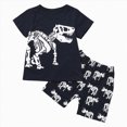 thumbnail image 1 of Kaprioy Toddler Kids Boys Summer Short Sleeve Dinosaur T Shirts Tops Shorts Outfits Clothes Set Dinosaur Summer Pajamas Sleepwear Tops Pants Outfits Set Baby Boys' Shorts Sets, 1 of 6