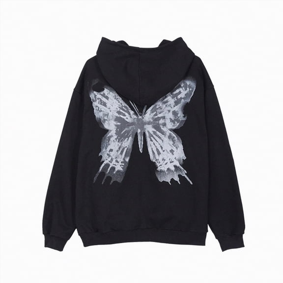 Kaprioy Women Y2K Zip Up Oversized Hoodie Skeleton Butterfly Gothic Emo Grunge Jacket Graphic Baggy Dark Academia Streetwear Fashion Womens Zip Up Hoodie Oversized Jacket Hoodie Sweatshirt