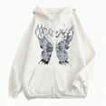 thumbnail image 1 of Kaprioy Women Y2K Zip Up Oversized Hoodie Skeleton Butterfly Gothic Emo Grunge Jacket Graphic Baggy Dark Academia Streetwear Fashion Clothes White, L, 1 of 4