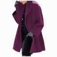 thumbnail image 1 of Kaprioy Womens Blend Coat Single Breasted Trench Jackets with Hood Winter Wool Coat Casual Warm Slim Long Overcoat Outwear Purple, XXXXXL, 1 of 5