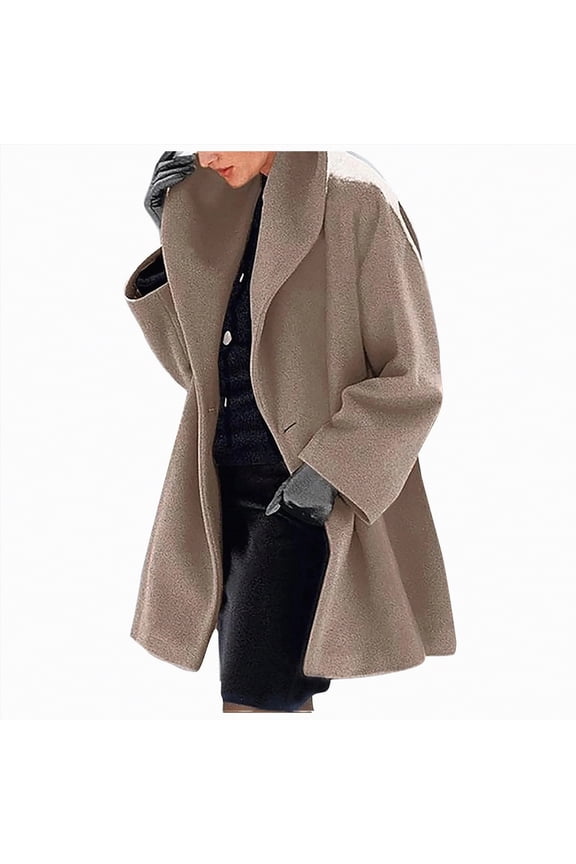 Womens Blend Coat Single Breasted Trench Jackets with Hood Winter Wool Coat Casual Warm Slim Long Overcoat Outwear Rose Gold, XXXXXL