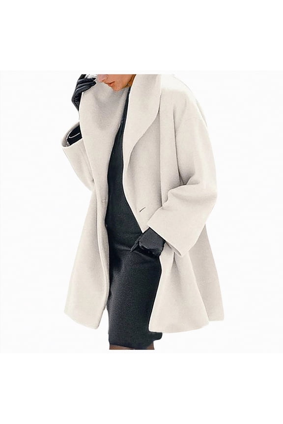 Womens Blend Coat Single Breasted Trench Jackets with Hood Winter Wool Coat Casual Warm Slim Long Overcoat Outwear White, XXXL