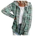 thumbnail image 1 of Kaprioy Womens Buffalo Plaid Hoodie Sweatshirts Button Drawstring Hooded Long Sleeve Fall Fashion Shacke tCasual Shirts with Pocket Green, L, 1 of 6
