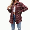 thumbnail image 1 of Kaprioy Womens Button Down Flannel Plaid Shirts Long Sleeve Oversized Shackets Business Loose Casual Fall Fashion Tops Jackets with Pockets Women Business Shirt Pocket Long Sleeve T Shirt Shirts, 1 of 7