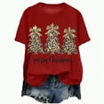 thumbnail image 1 of Kaprioy Womens Christmas T Shirts Graphic Tops Short Sleeve Funny Merry Xmas Holiday Print Tee Blouses Red, M, 1 of 6