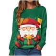thumbnail image 1 of Kaprioy Womens Cute Christmas Sweatshirts Long Sleeve Tops Pullover Sweatshirts Christmas Interested Holiday Crewneck Fall Fashion Clothing Green, M, 1 of 6