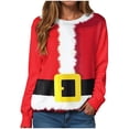 thumbnail image 1 of Kaprioy Womens Cute Christmas Sweatshirts Long Sleeve Tops Pullover Sweatshirts Christmas Interested Holiday Crewneck Fall Fashion Clothing Red, XL, 1 of 6