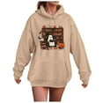 thumbnail image 1 of Kaprioy Womens Halloween Sweatshirt Ghosts Reading Books Graphic Long Sleeve Sweater Cute Spooky Bookish Hoodies Khaki, L, 1 of 6