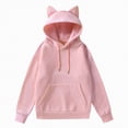 thumbnail image 1 of Kaprioy Womens Hoodie Cat Ear Print Cute Tops Blouse Fall Fashion Clothes Long Sleeve Pocket Sweatshirt Hooded Pullover Shirt Pink, XXL, 1 of 9
