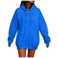 thumbnail image 1 of Kaprioy Womens Casual Hoodies Long Sleeve Loose Fall Winter Sweatshirt with Pocket Lightweight Solid Color Pullover Tops Blue, XXXL, 1 of 7