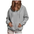 thumbnail image 1 of Kaprioy Womens Casual Hoodies Long Sleeve Loose Fall Winter Sweatshirt with Pocket Lightweight Solid Color Pullover Tops Grey, XL, 1 of 8