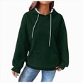 thumbnail image 1 of Kaprioy Womens Hoodies Casual Long Sleeve Drawstring Waffle Pullover Tops Loose Hooded Sweatshirt with Pocket Dark Green, XL, 1 of 6