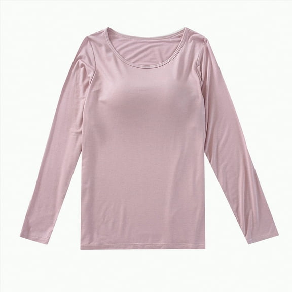 Kaprioy Womens Lightweight Pajamas Tops Long Sleeve Early Fall Fashion T-Shirt Crewneck Soft Pajama Shirts Sleep Tunics Tee Light Pink, L